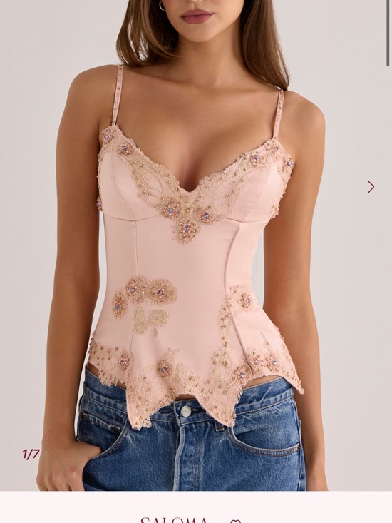 House of CB Tops - House of CB Blush Pink Beaded Lace-Trim Cami